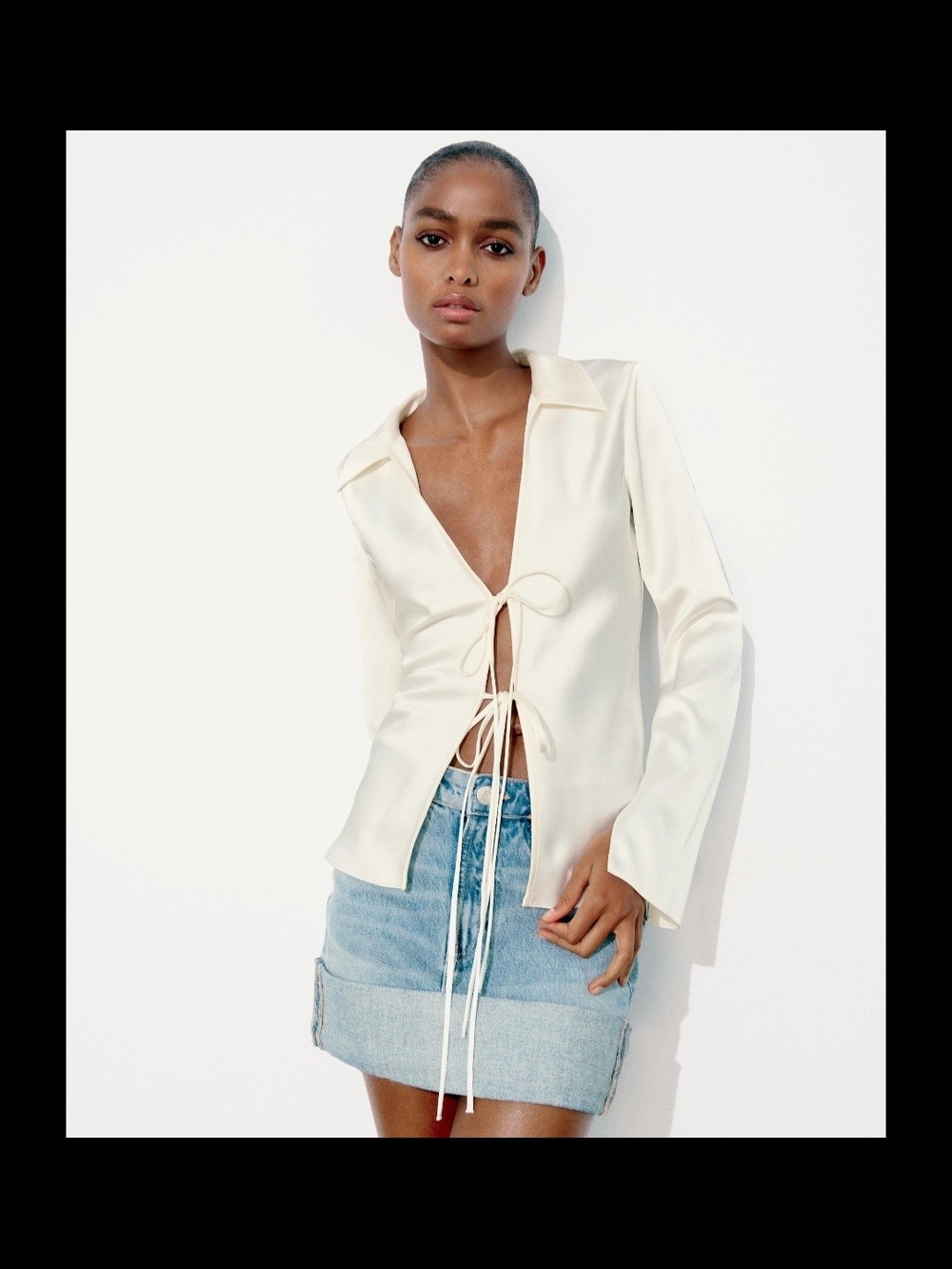 Zara Cream Tie-Front Blouse
